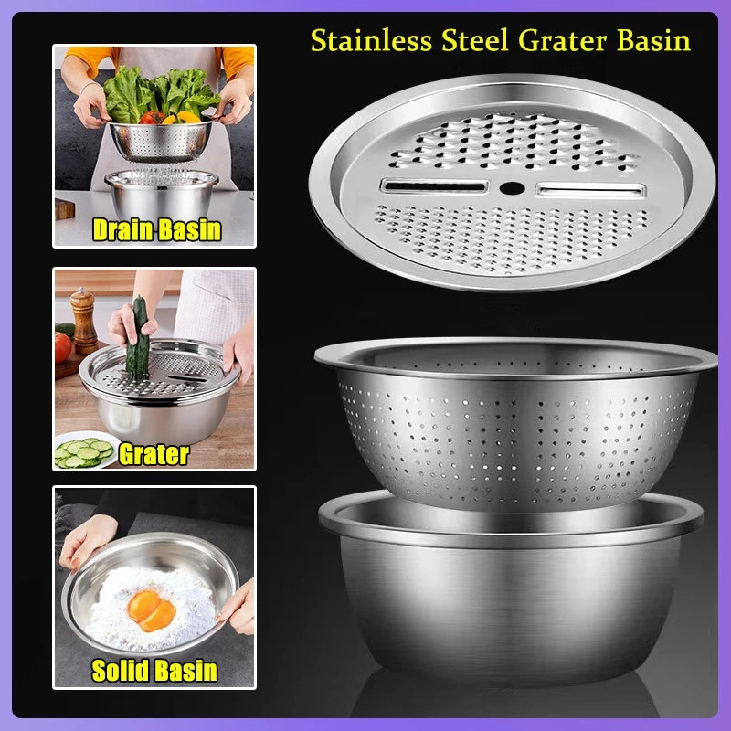 3 in 1 Kitchen Stainless Drain Basin Set